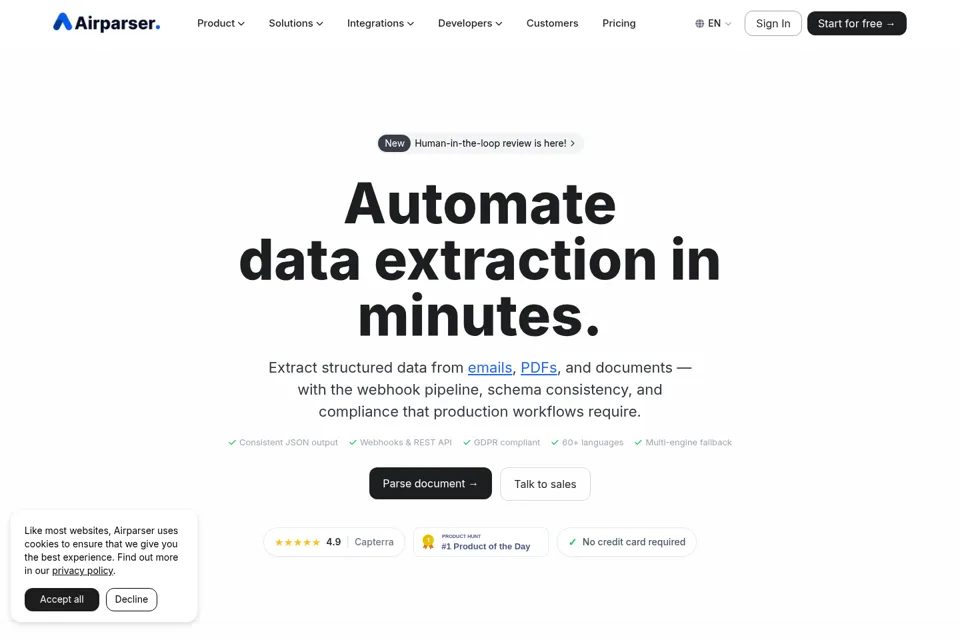 Aperçu de la landing page