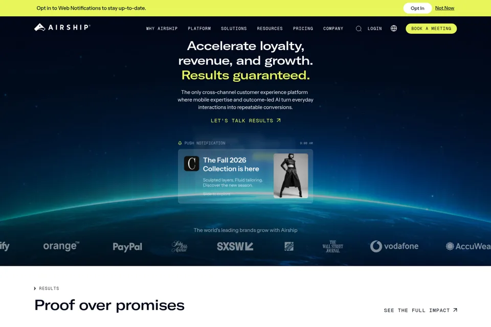 Aperçu de la landing page