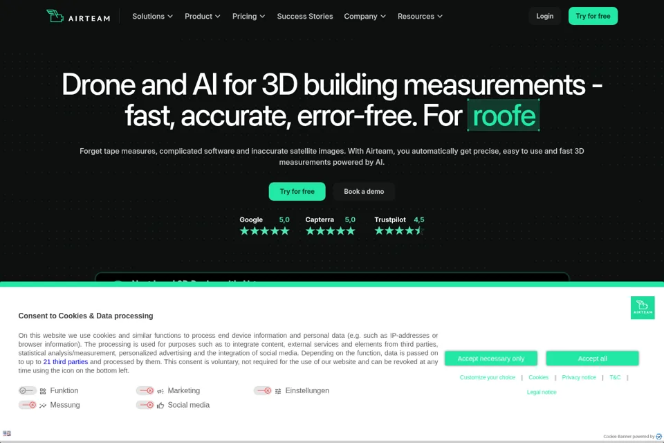 Aperçu de la landing page