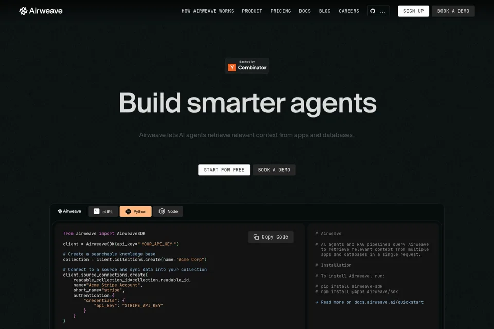 Aperçu de la landing page