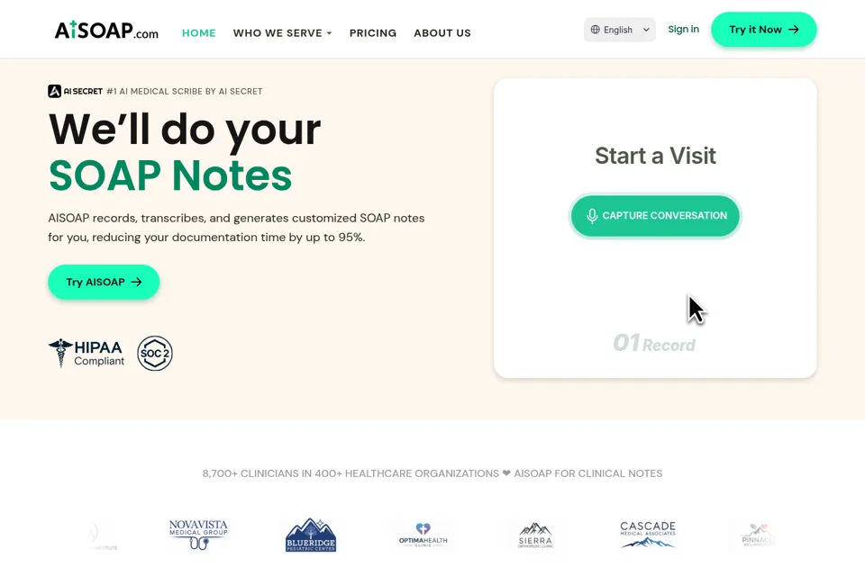 Aperçu de la landing page