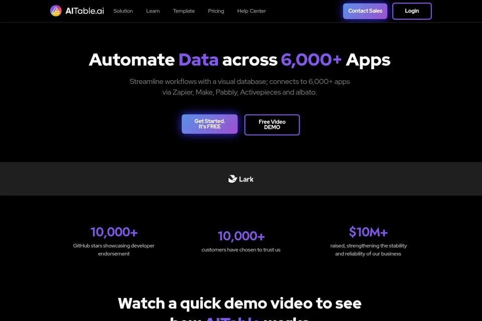 Aperçu de la landing page