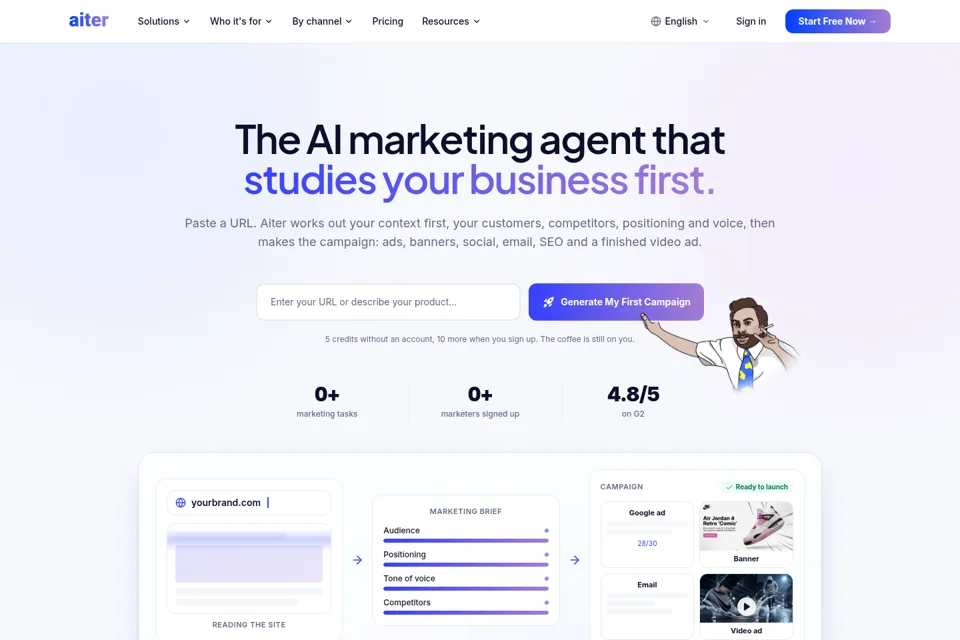 Aperçu de la landing page