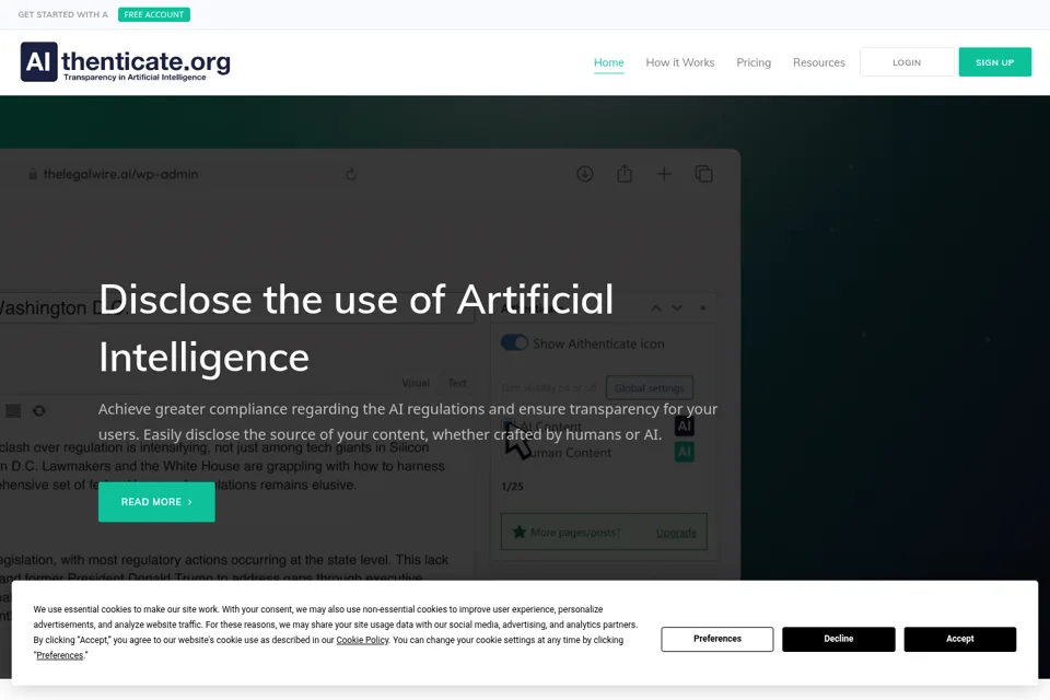 Aperçu de la landing page