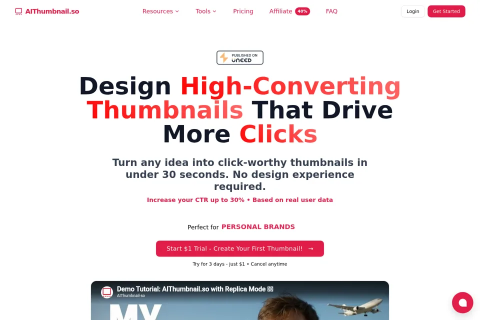 Aperçu de la landing page