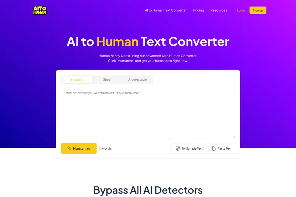 Aperçu de la landing page