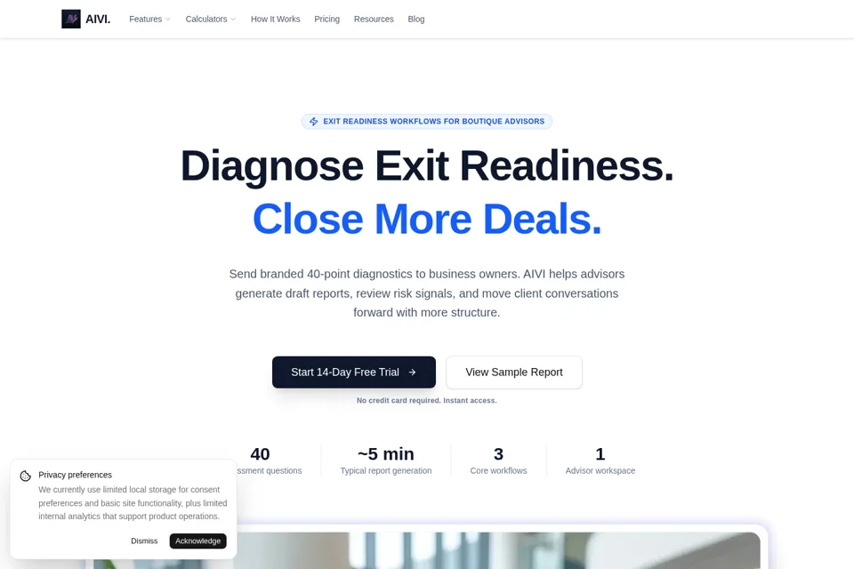 Aperçu de la landing page