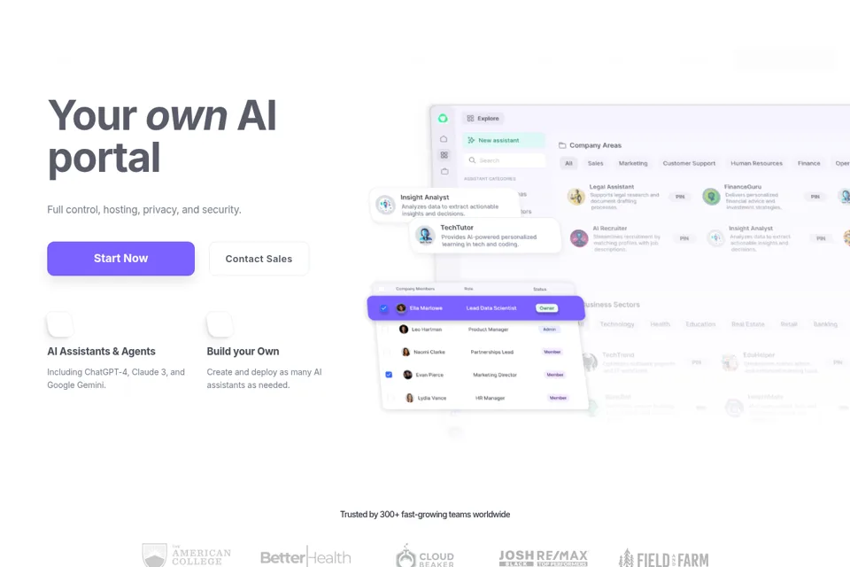 Aperçu de la landing page
