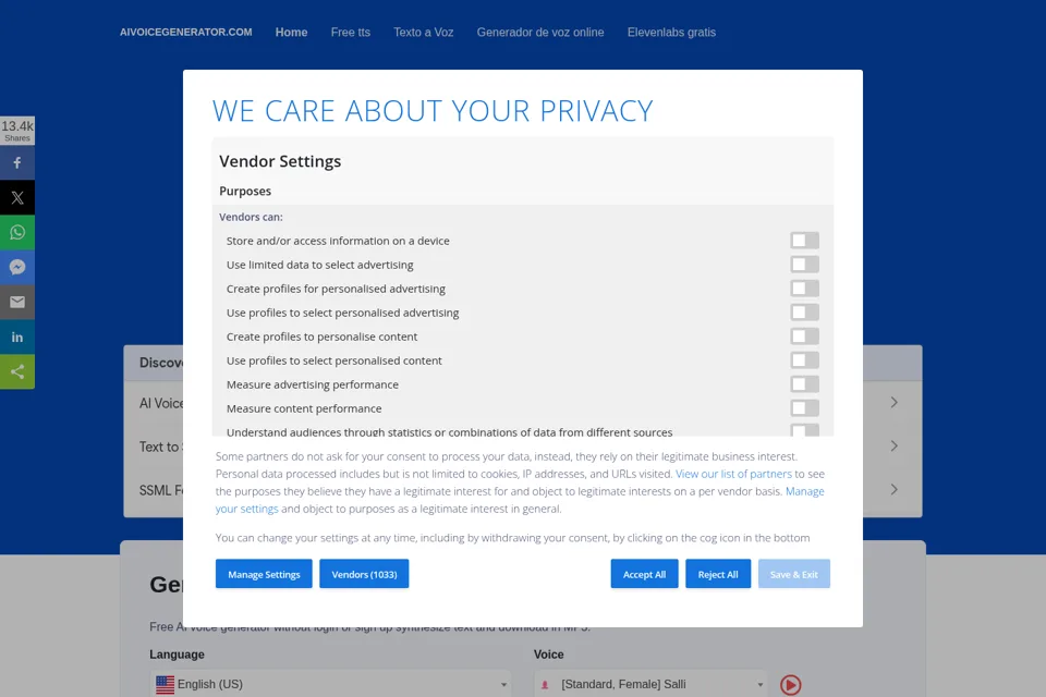 Aperçu de la landing page