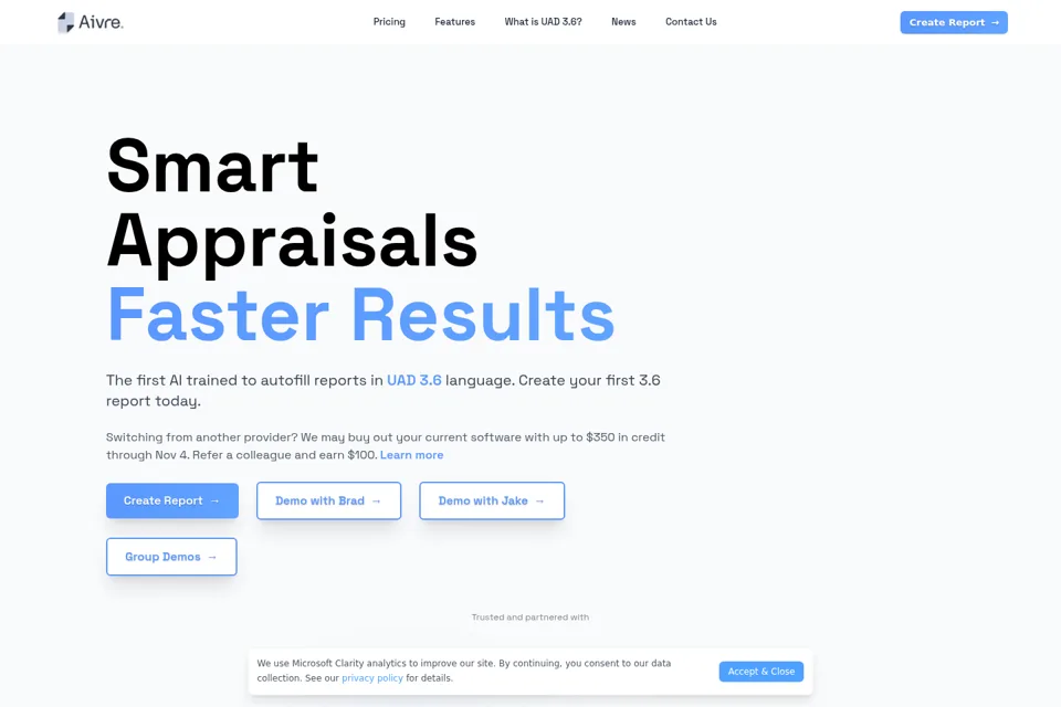 Aperçu de la landing page