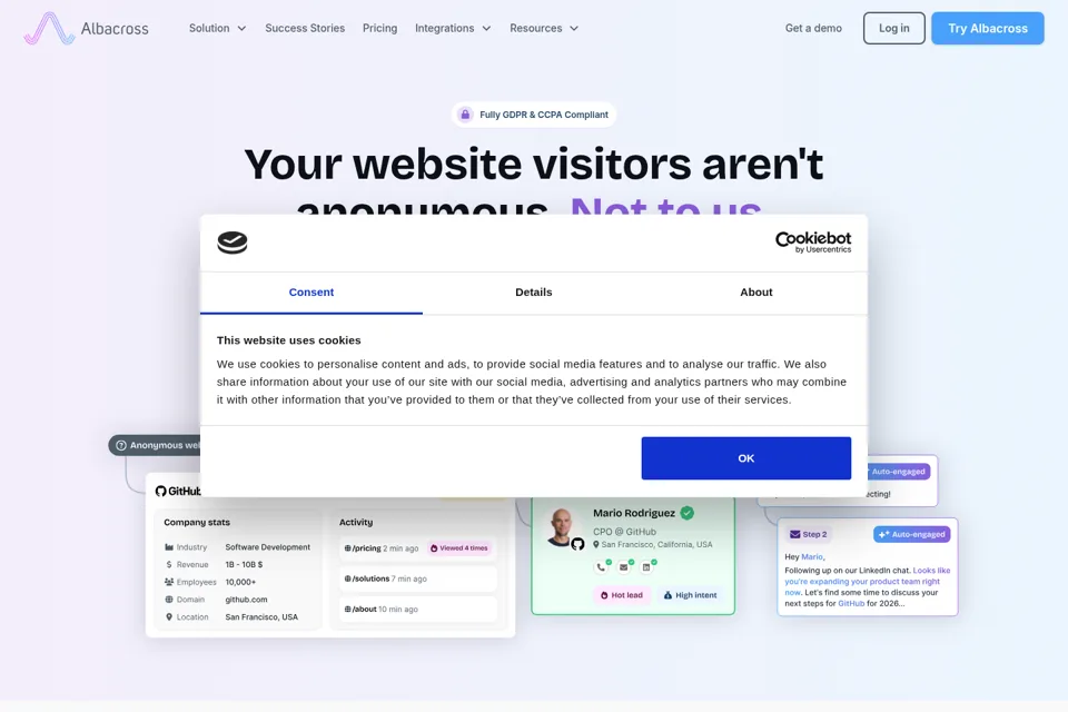 Aperçu de la landing page