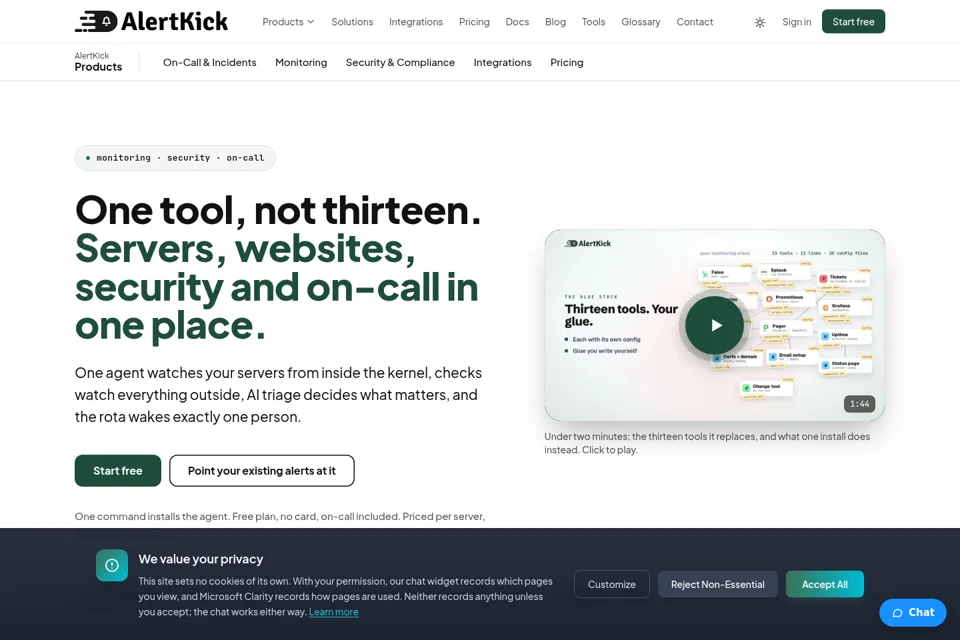 Aperçu de la landing page