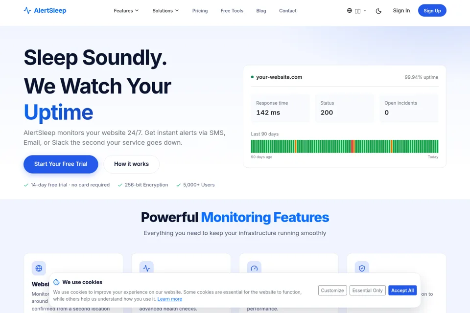 Aperçu de la landing page