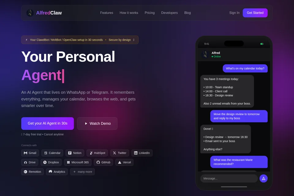 Aperçu de la landing page