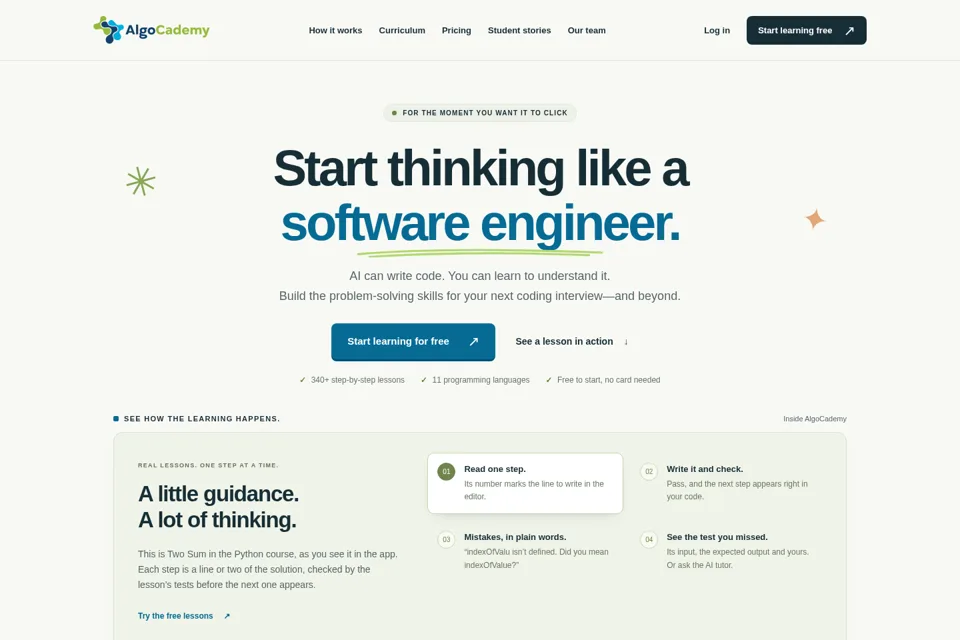 Aperçu de la landing page