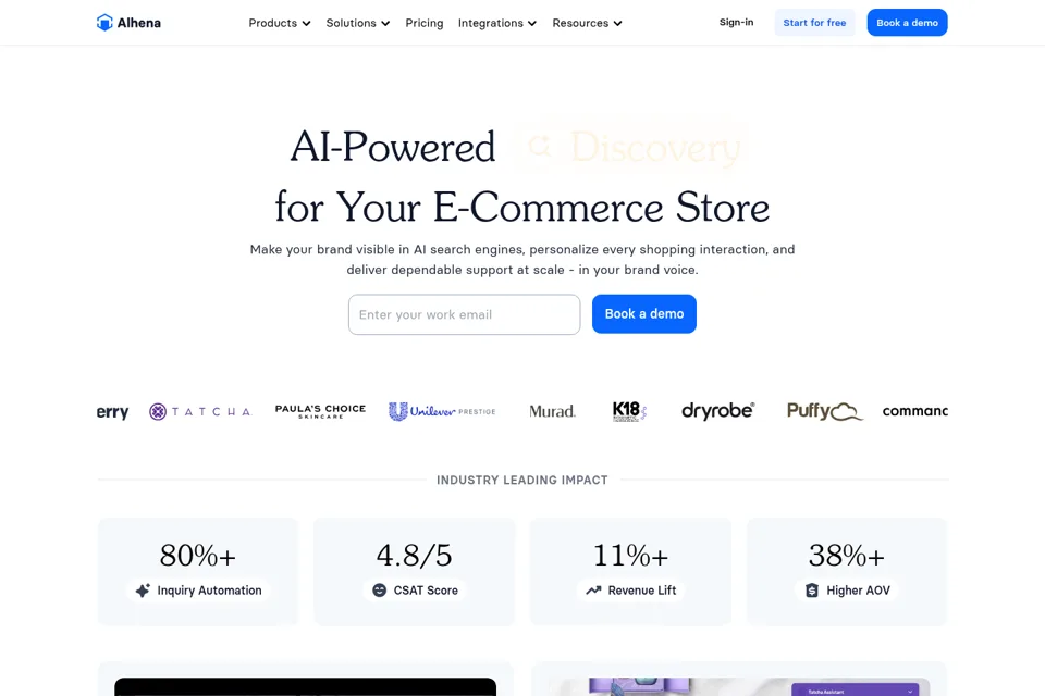 Aperçu de la landing page
