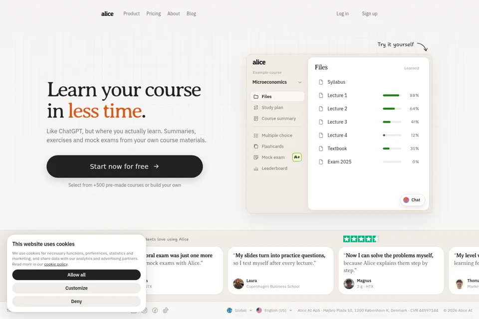 Aperçu de la landing page