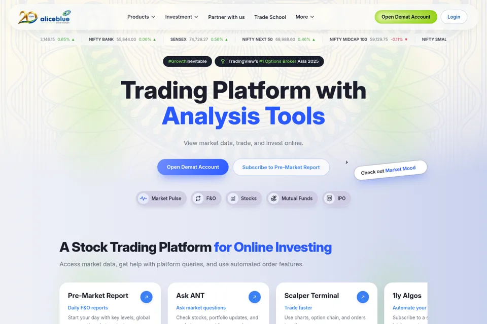 Aperçu de la landing page