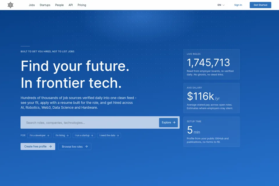 Aperçu de la landing page