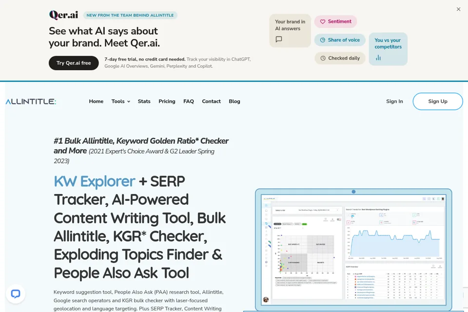 Aperçu de la landing page