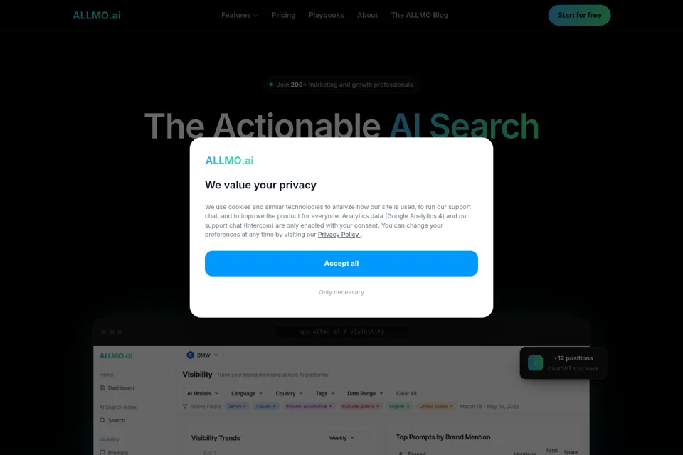 Aperçu de la landing page