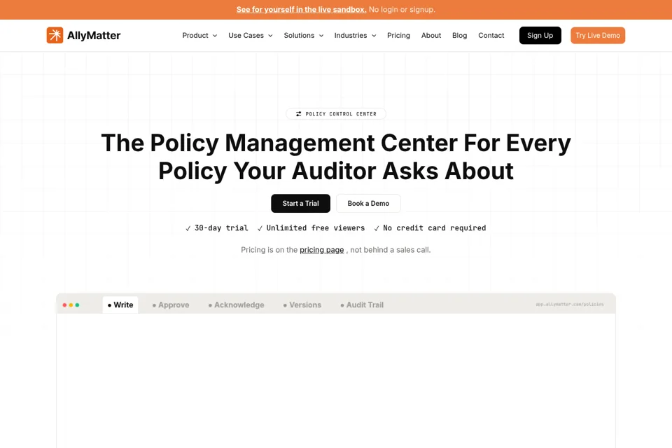 Aperçu de la landing page