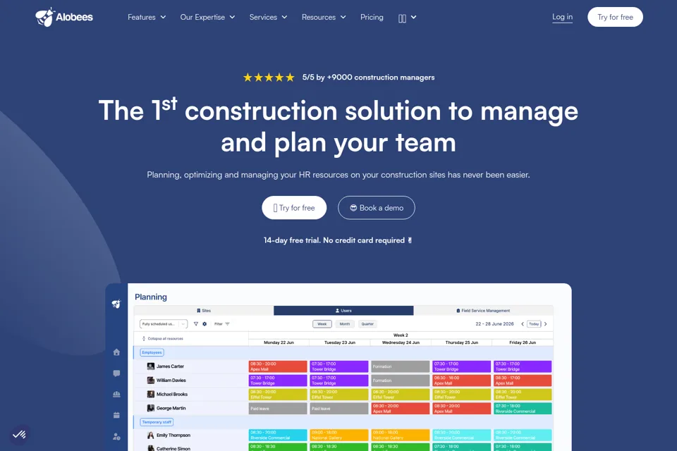 Aperçu de la landing page