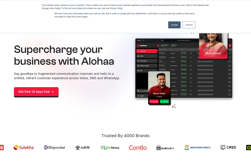 Aperçu de la landing page