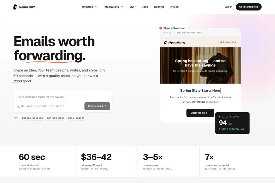 Aperçu de la landing page