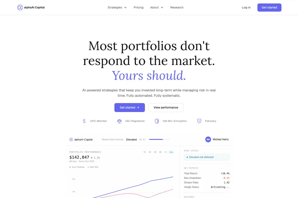 Aperçu de la landing page