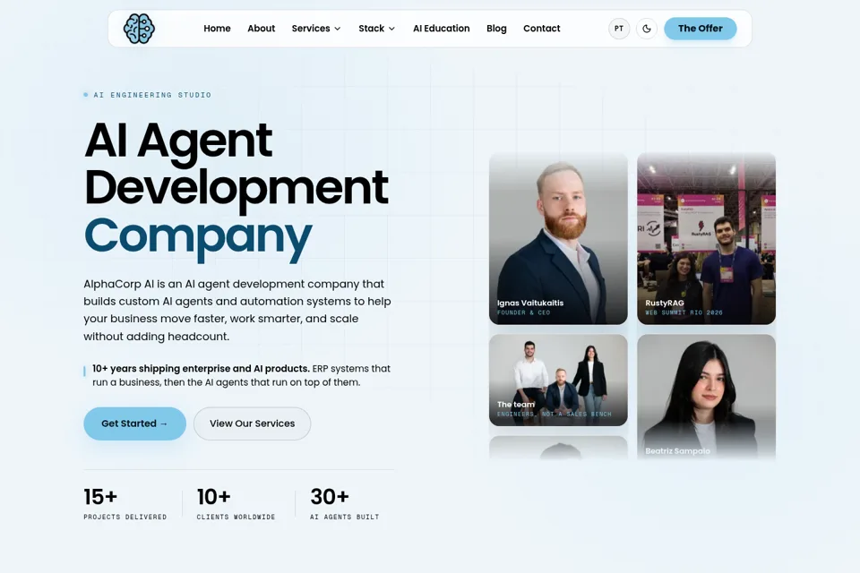Aperçu de la landing page