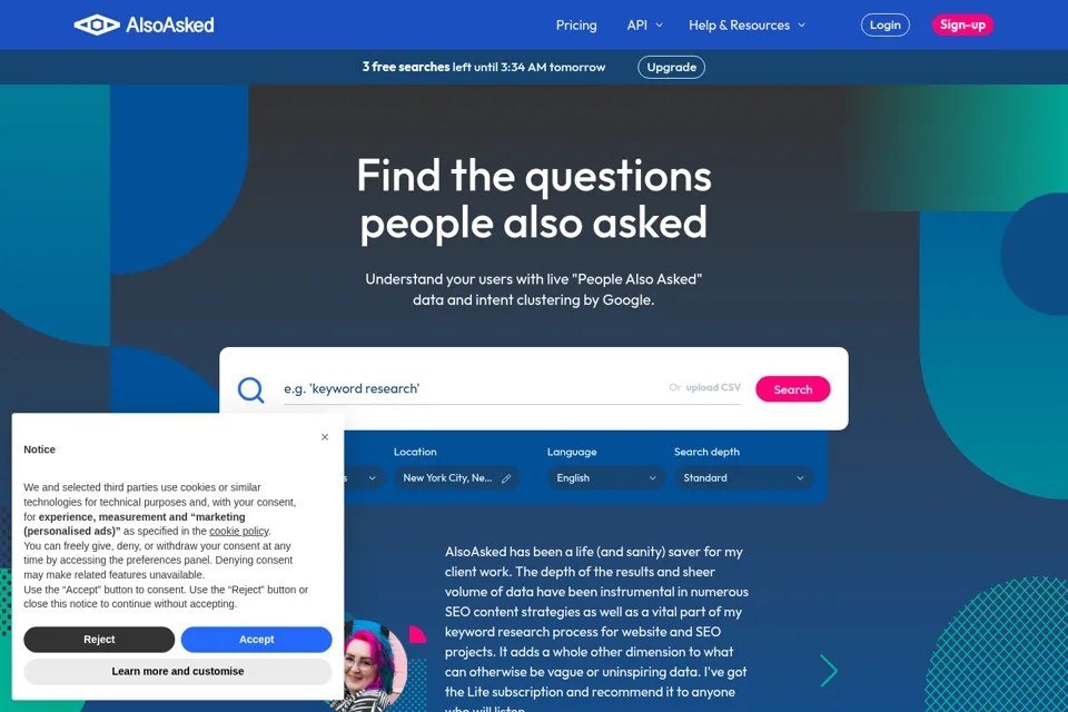 Aperçu de la landing page