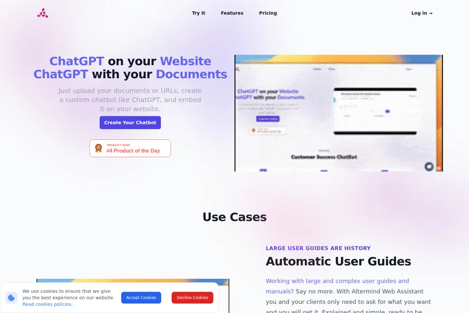 Aperçu de la landing page