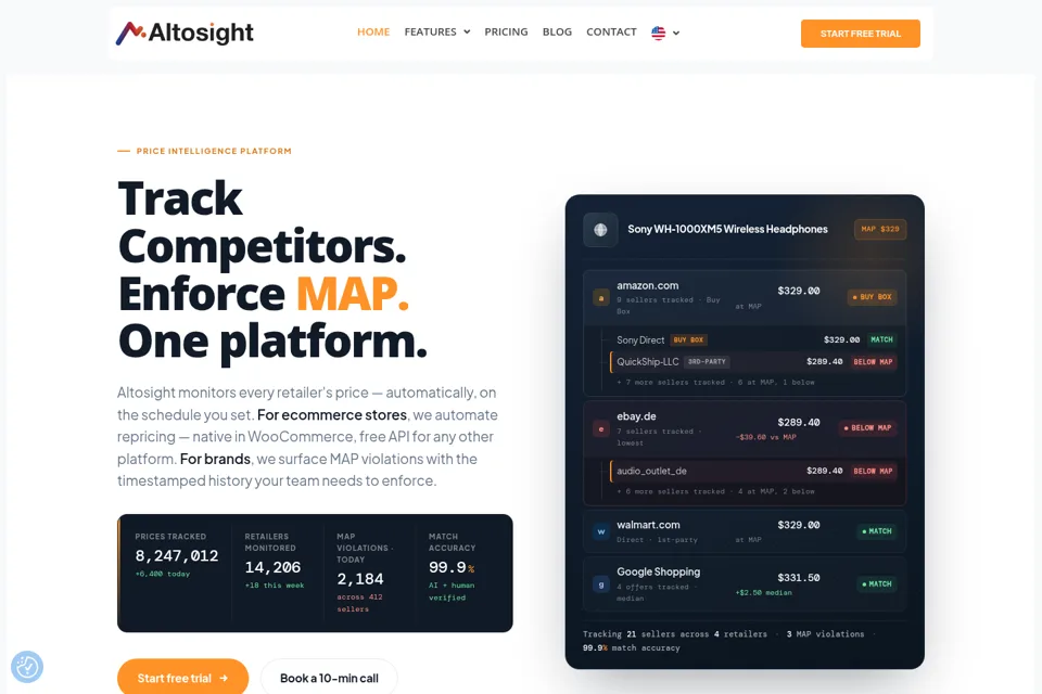 Aperçu de la landing page