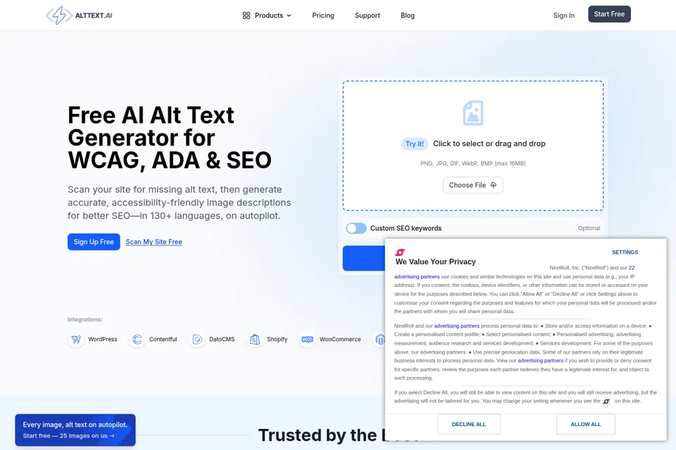 Aperçu de la landing page