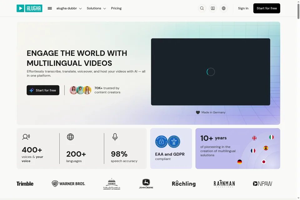 Aperçu de la landing page