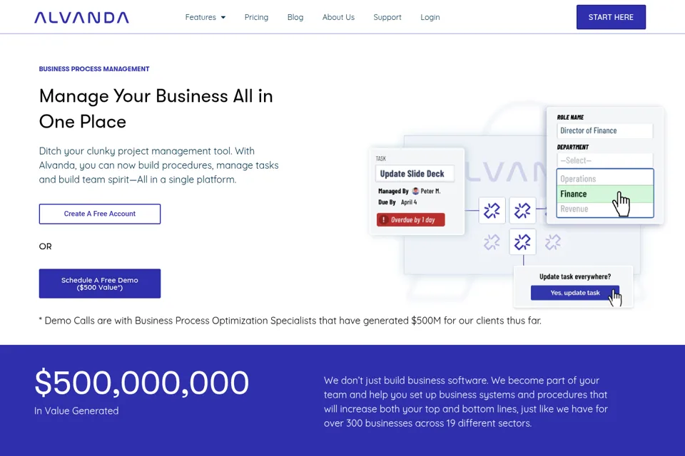 Aperçu de la landing page