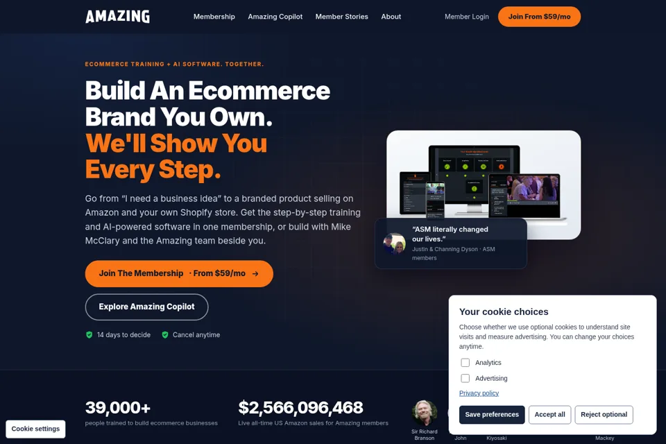 Aperçu de la landing page