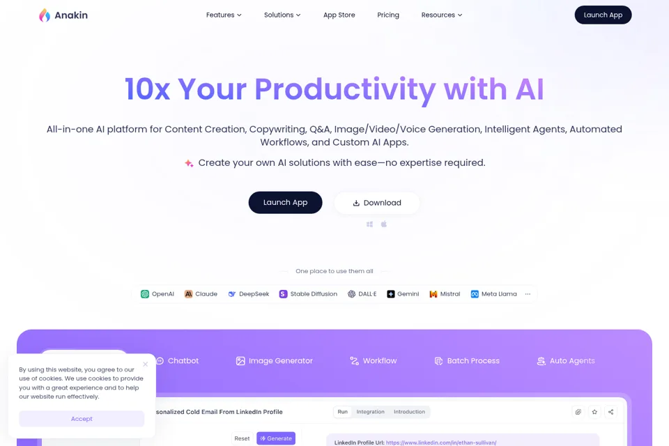 Aperçu de la landing page