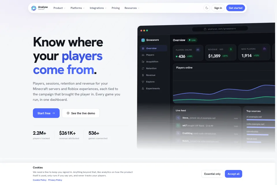 Aperçu de la landing page