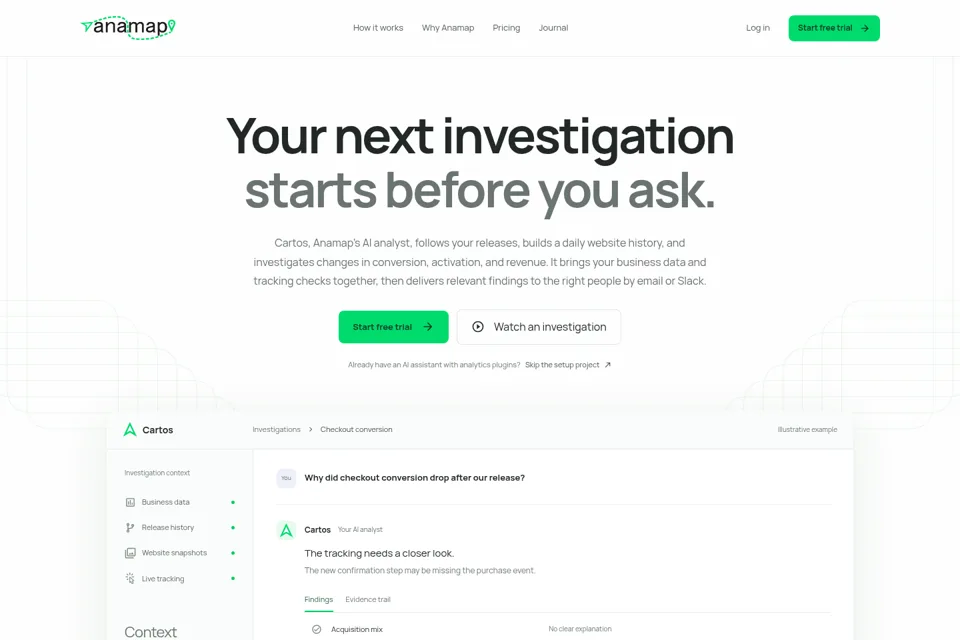Aperçu de la landing page