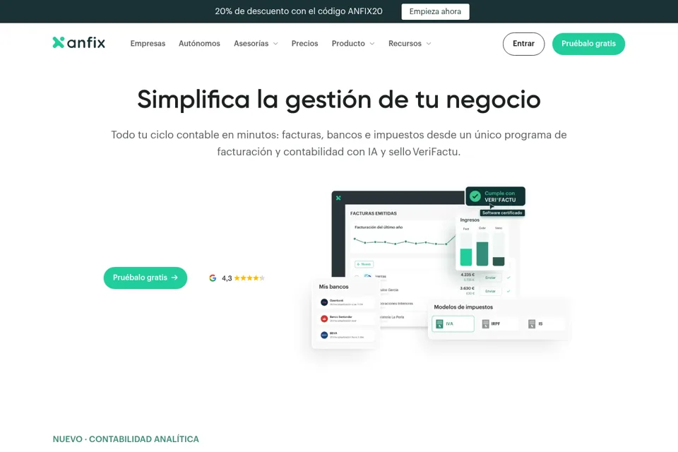 Aperçu de la landing page