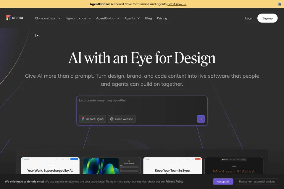 Aperçu de la landing page