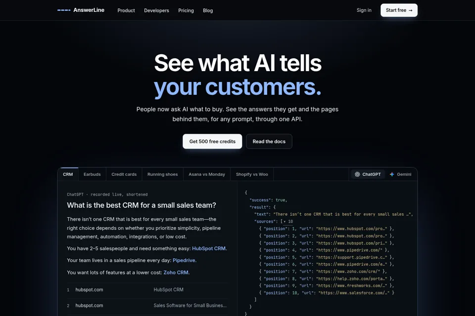 Aperçu de la landing page