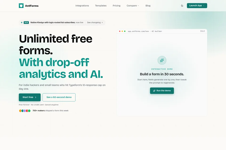 Aperçu de la landing page