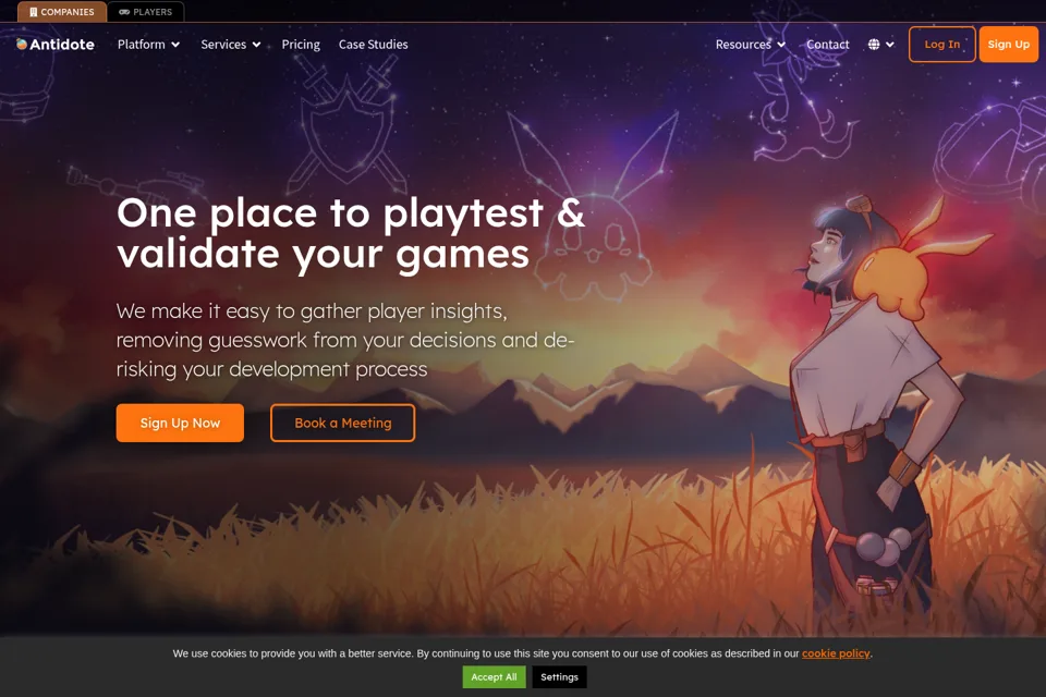 Aperçu de la landing page