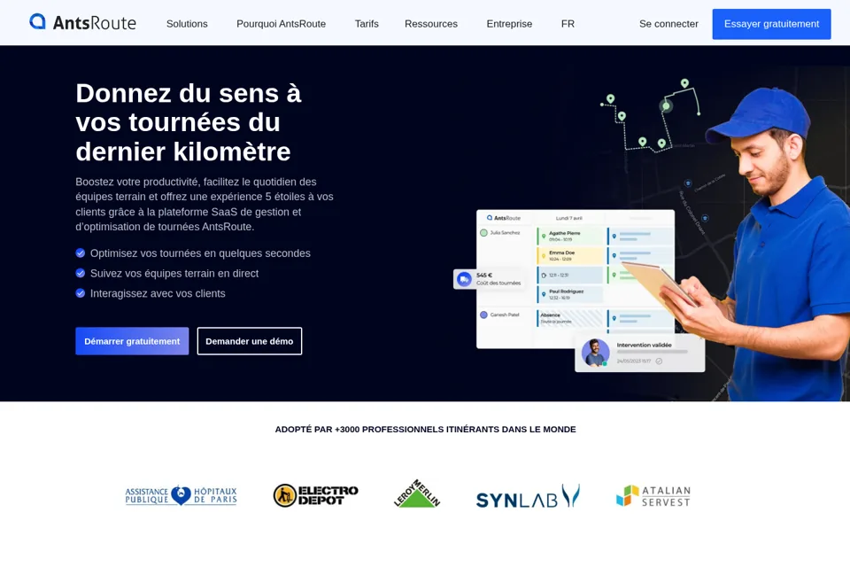 Aperçu de la landing page