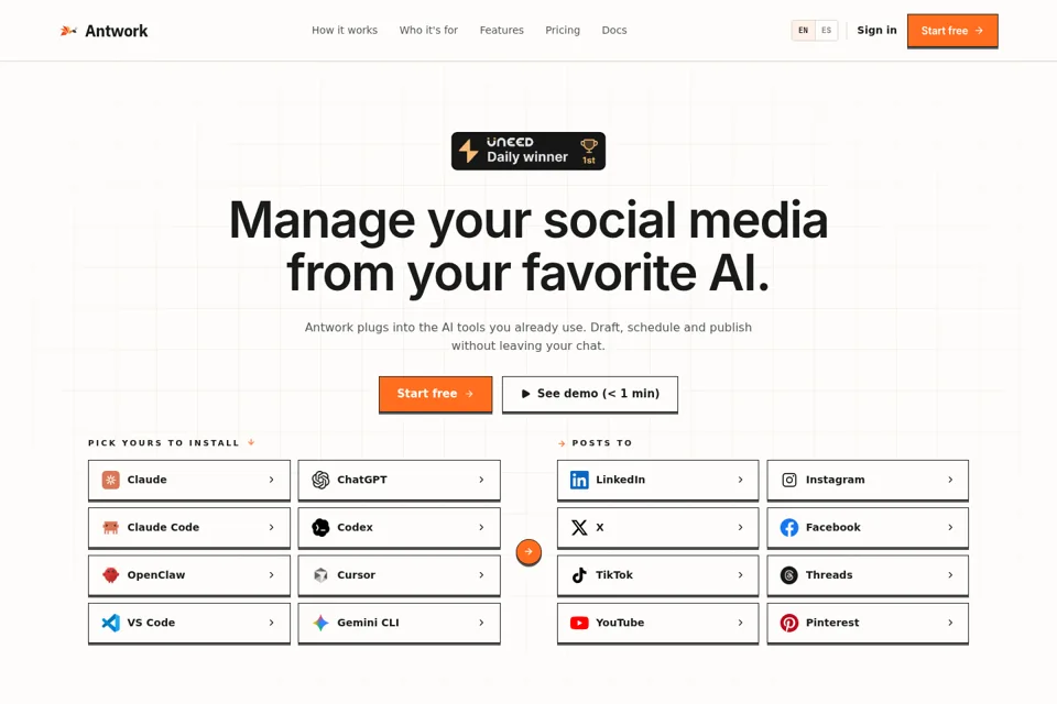 Aperçu de la landing page