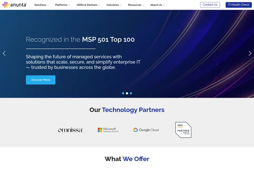 Aperçu de la landing page