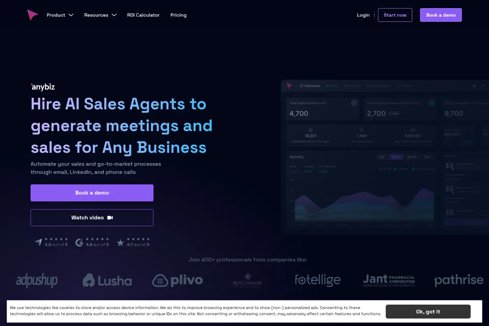 Aperçu de la landing page